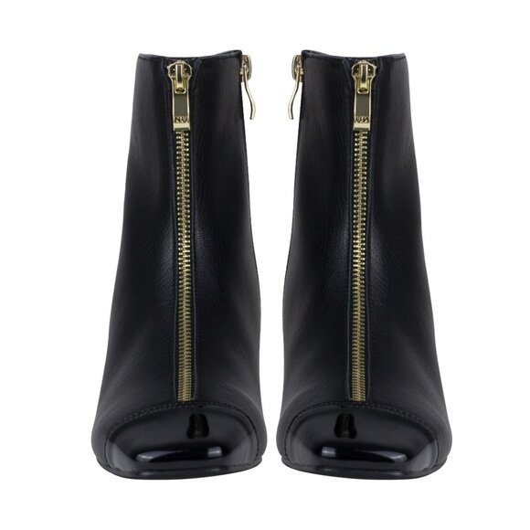 Cute Modern Womens Black Leather Ankle Metallic Heel Pointy Flat Boots - Picture 7 of 10